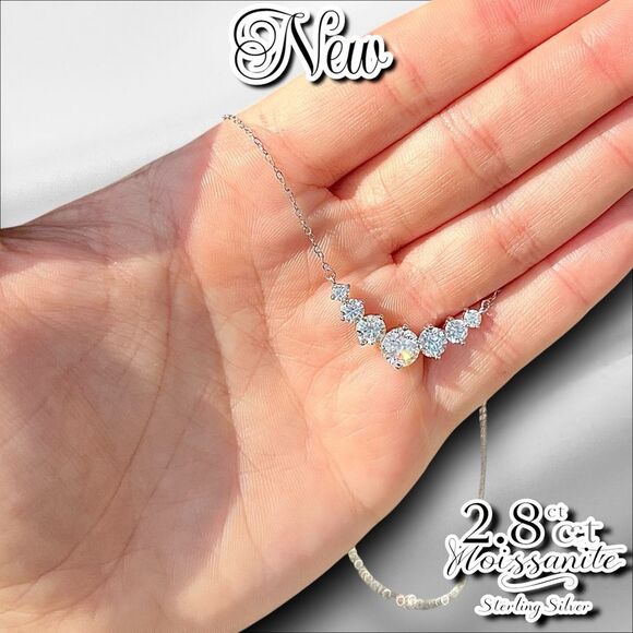 New 2.8ct Moissanite Sterling Silver Necklace with GRA and Certificate - Picture 6 of 7